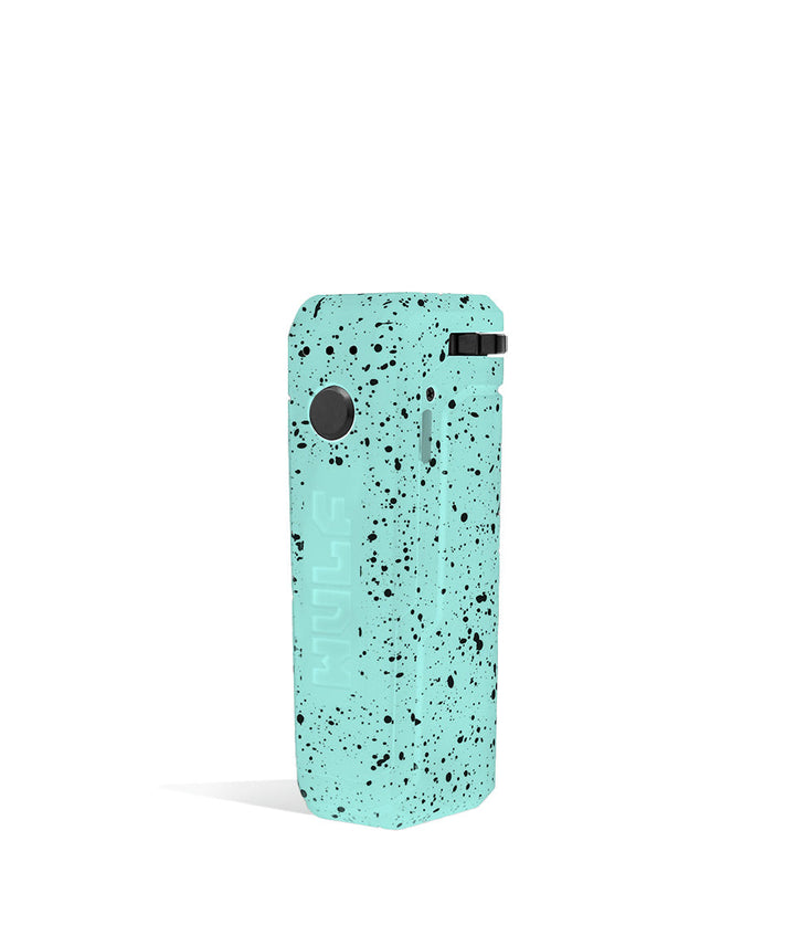 Teal Black Spatter left side view Wulf Mods UNI Adjustable Cartridge Vaporizer on white studio background