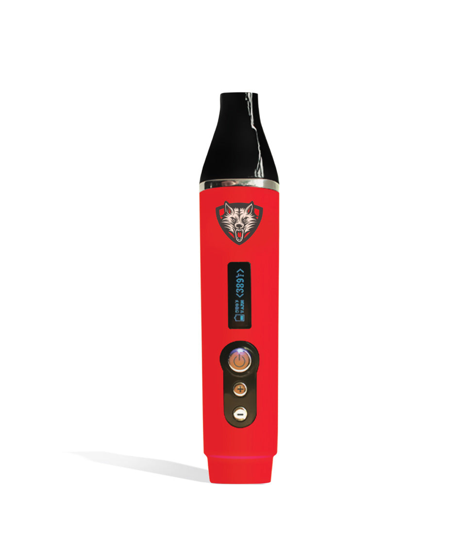 Red front view Wulf Mods SX Vaporizer on white studio background