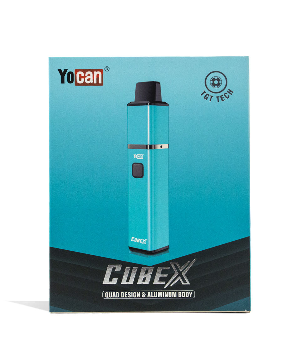 Blue Yocan CubeX Concentrate Vaporizer Packaging Front View on White Background