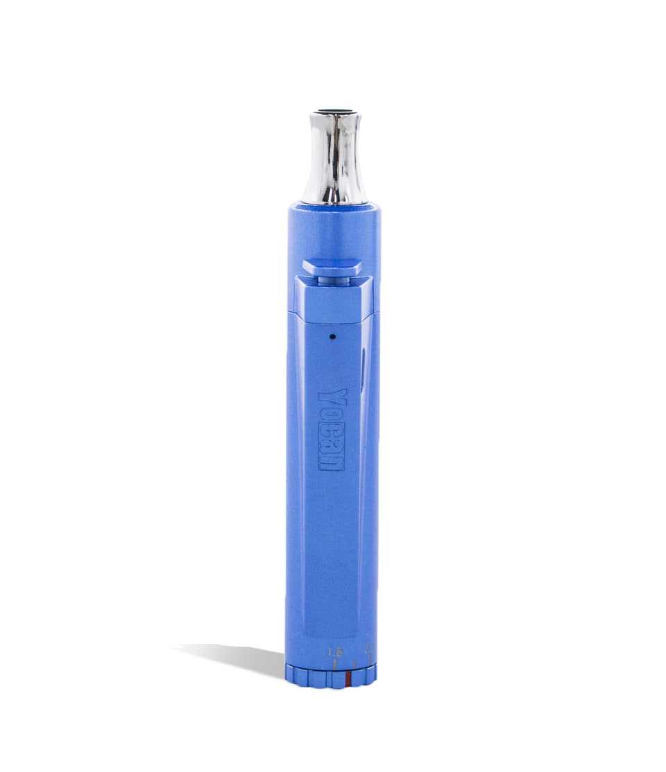 Blue front view Yocan LIT Concentrate and Cartridge Vaporizer on white studio background