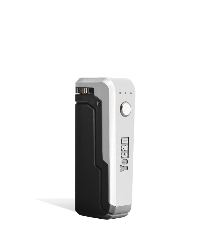 Black Silver side view Yocan UNI Adjustable Cartridge Vaporizer on white studio background