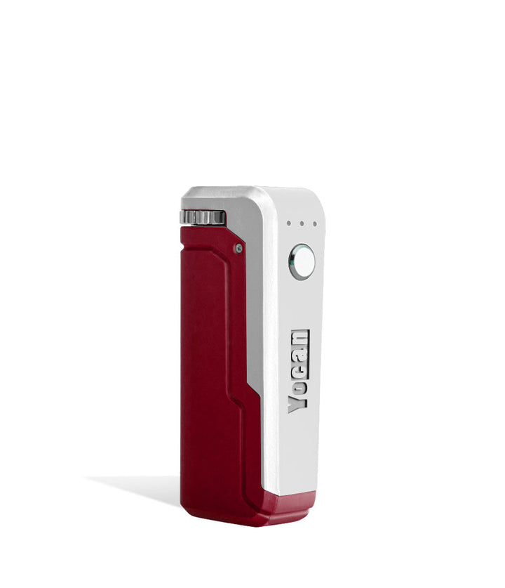 Red silver side view Yocan UNI Adjustable Cartridge Vaporizer on white studio background