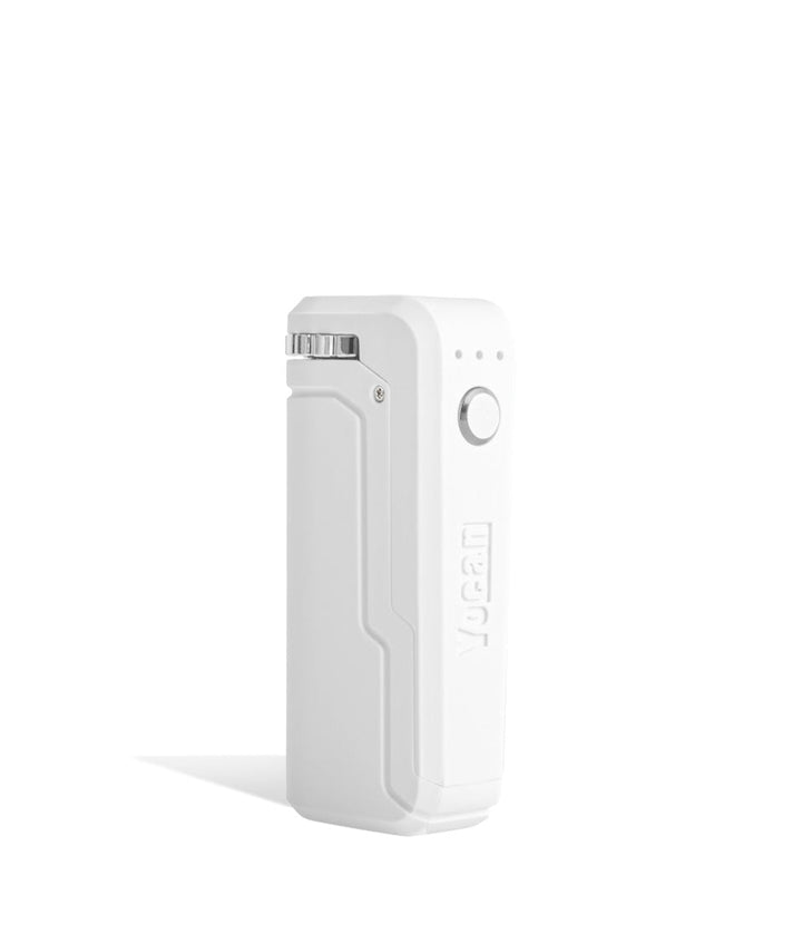 White side view Yocan UNI Adjustable Cartridge Vaporizer on white studio background