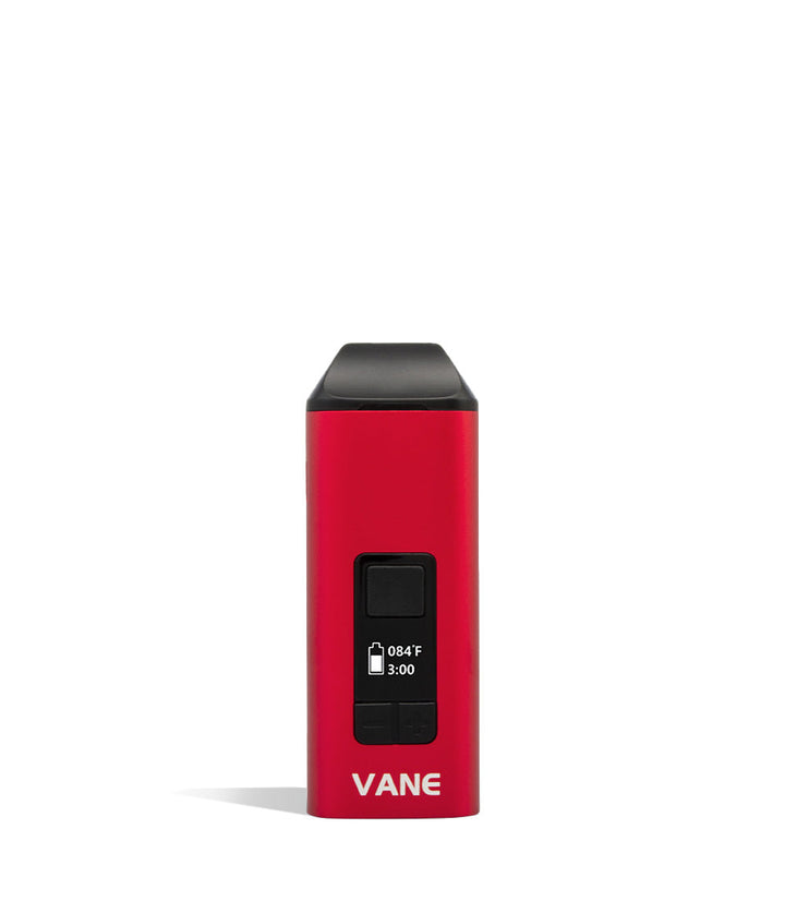 Red front Yocan Vane Dry Herb Vaporizer on white studio background