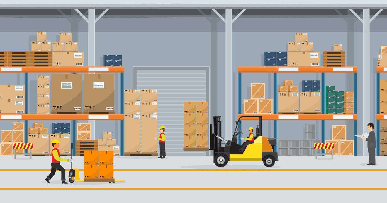 Illustration of warehouse workers