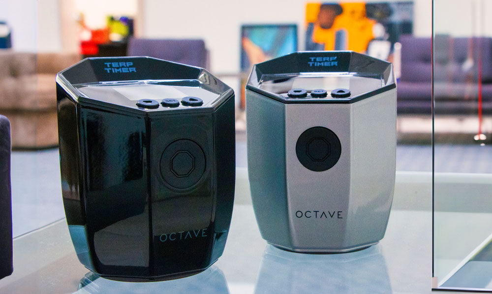 Two GVR dabbing temperature devices on a shelf