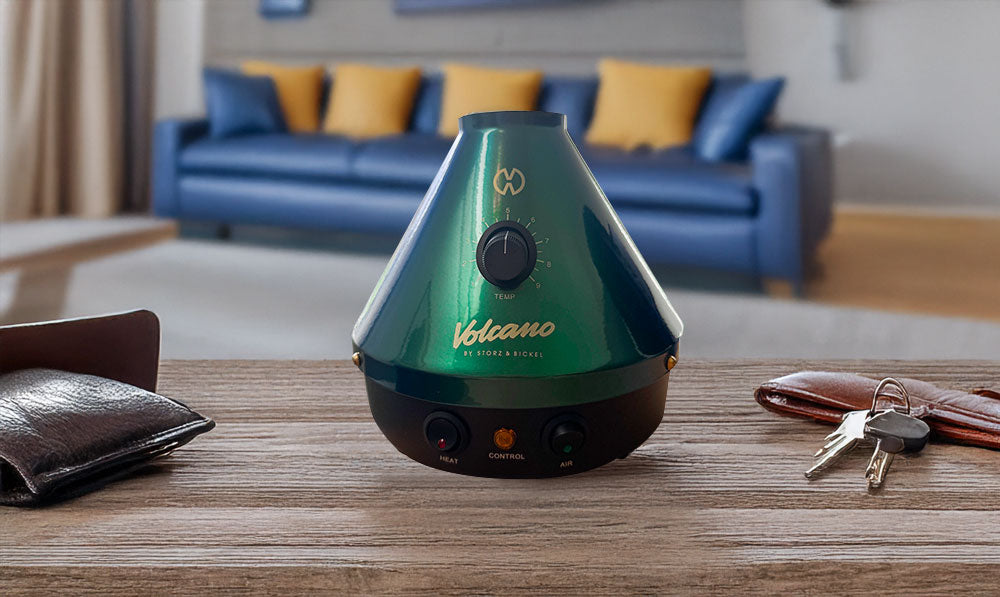 Storz & Bickel Volcano Classic 25th Anniversary sitting on coffee table