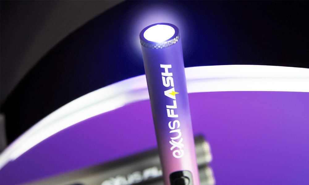 Exxus Flash on purple display platform