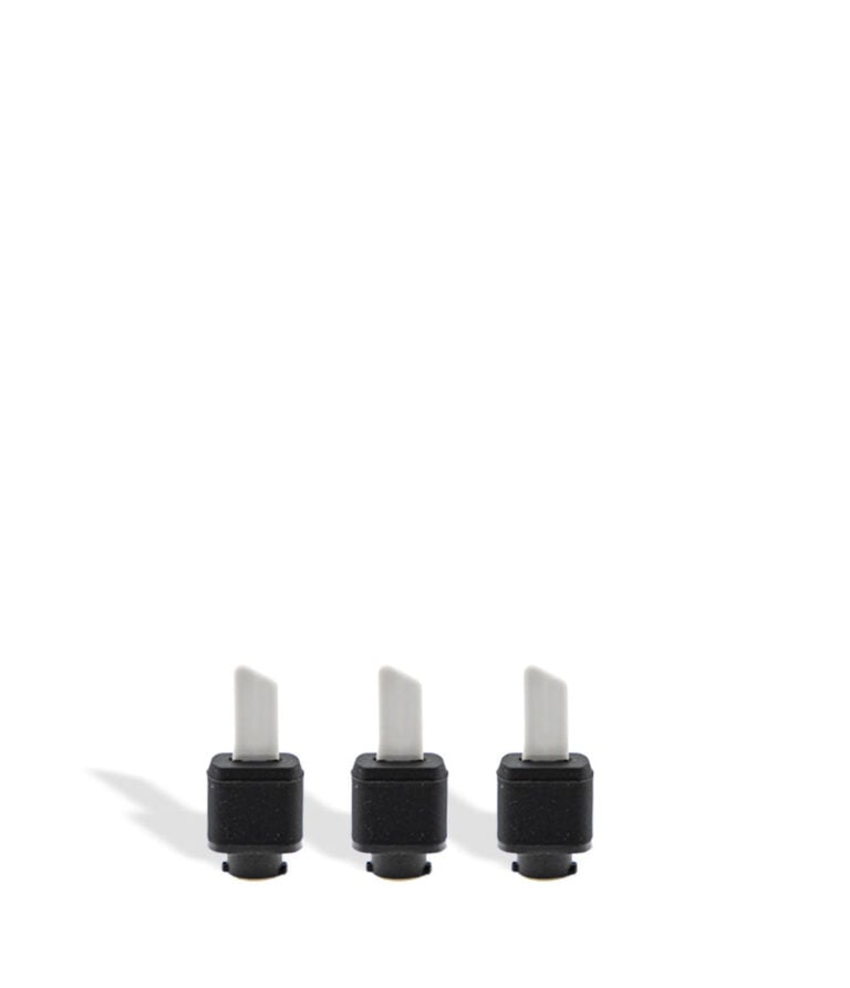Three black saber replacement tips on a white background