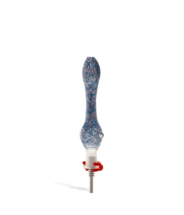 Blue US Colored Honey Straw with 10mm Stainless Tip on white background