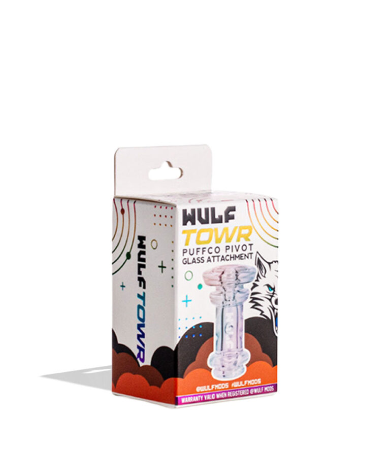 Full Color Wulf Mods Towr Puffco Pivot Top Packaging on white background