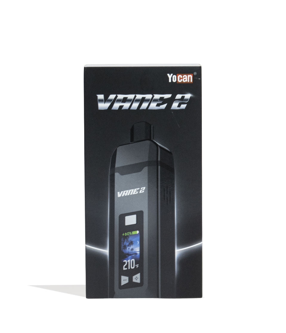 Yocan Vane 2 Portable Dry Herb Vaporizer Black box front view with white background