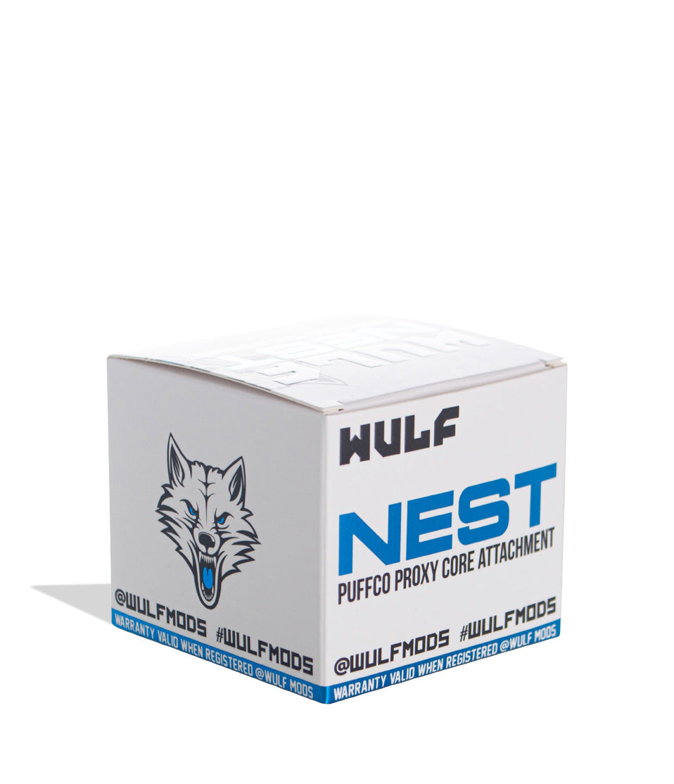 WULF Nest Puffco Proxy core attachment retail box in blue, front view