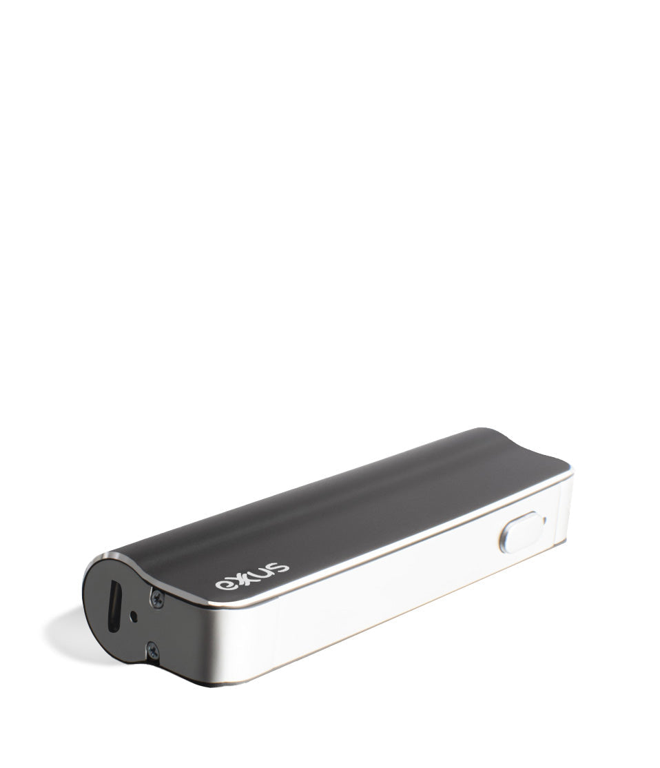 Black laying down Exxus Vape Snap VV 510 Thread Battery on white studio background
