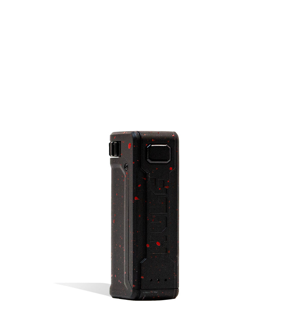 Black Red Spatter Front View Wulf Mods UNI S Adjustable 510 Thread Battery on white background