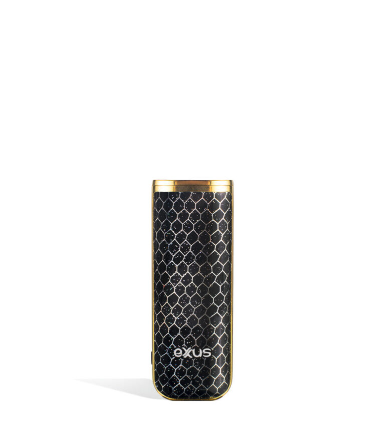 Black Gold Cobra front view Exxus Vape MiNovo 510 Thread Battery on white studio background