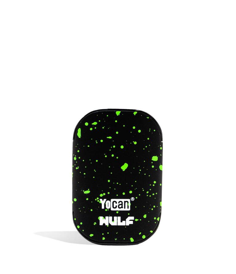 Black Green Spatter Wulf Mods UNI X 510 Thread Battery Back view on white background