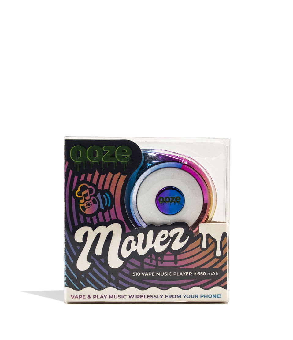Rainbow Ooze Moves 510 Thread Battery and Wireless Speaker Packaging View on White Background