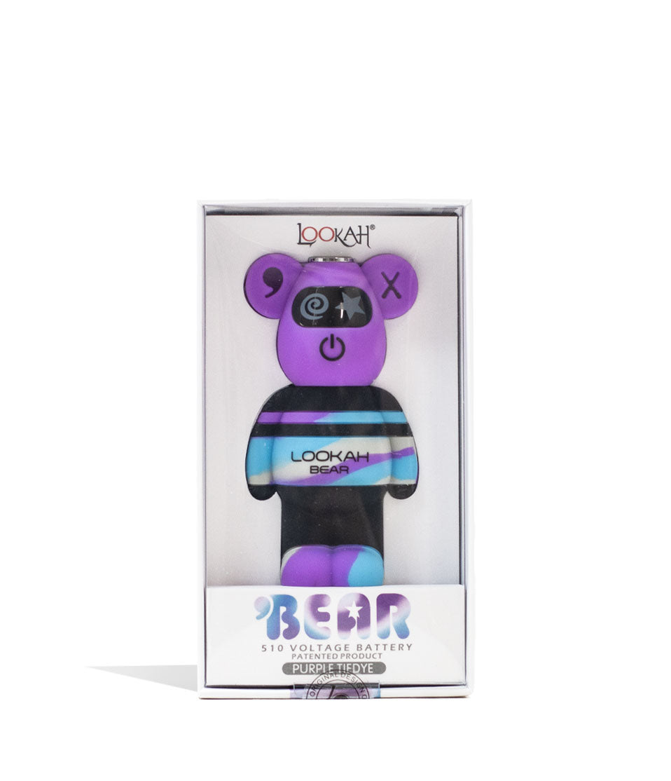 Purple Tiedye Lookah Bear Limited Edition 510 Thread Battery Packaging Front View on White Background