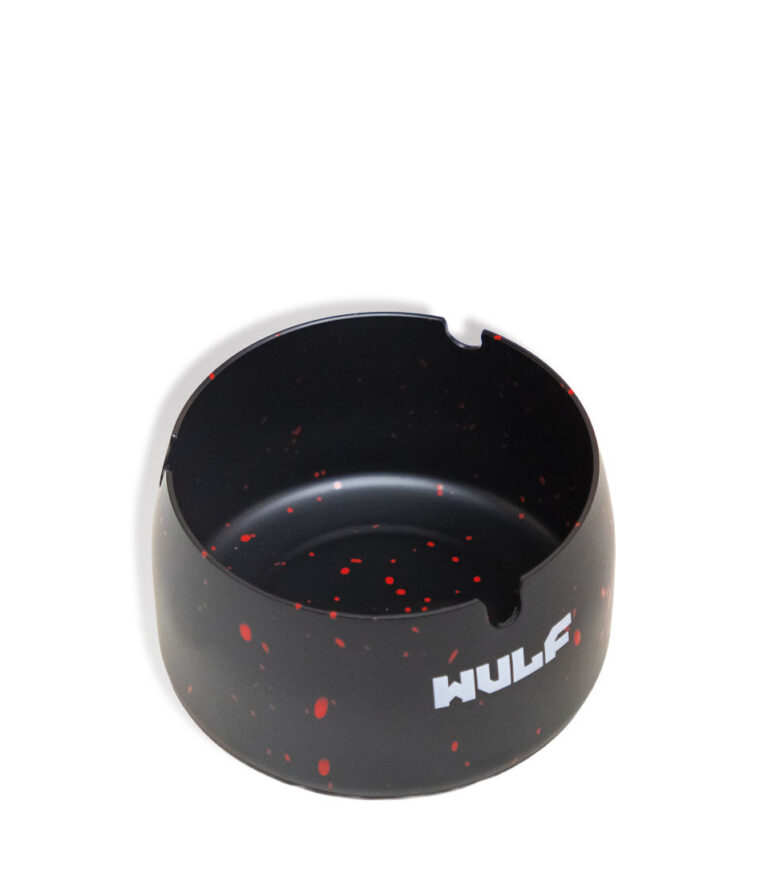 Black Red Spatter Wulf Mods Cache Ashtray Above view on White Background