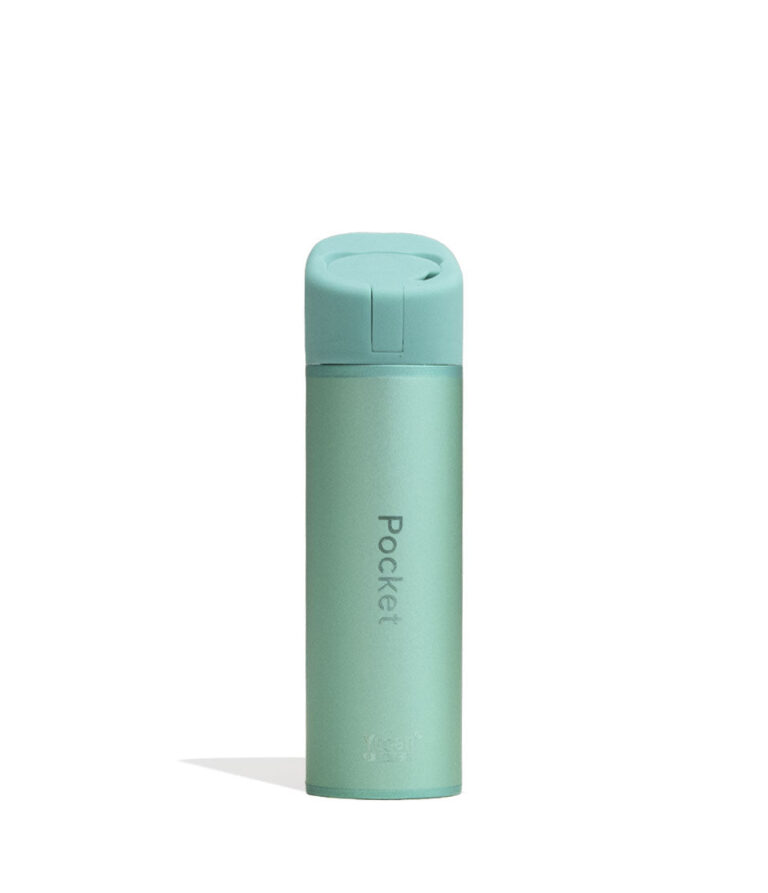 Green Yocan Black Pocket Concentrate Vaporizer Back View on White Background