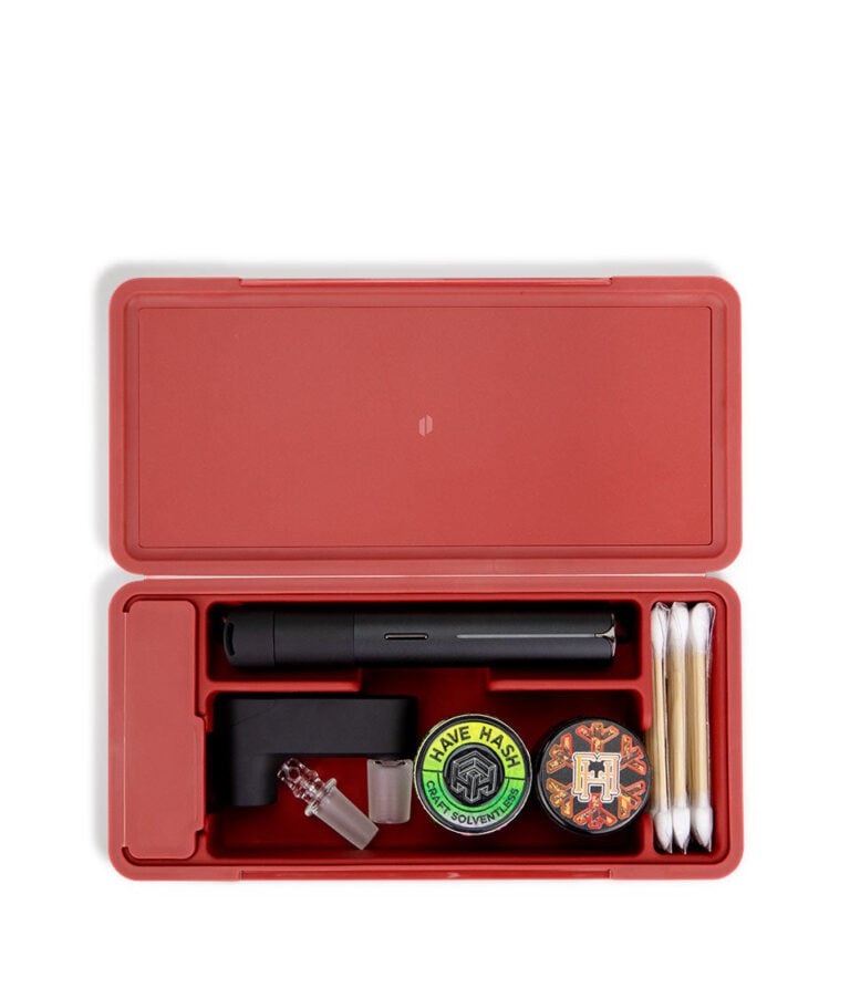 Puffco Limited Edition Daybreak Pivot Travel Case Open Above View on White Background