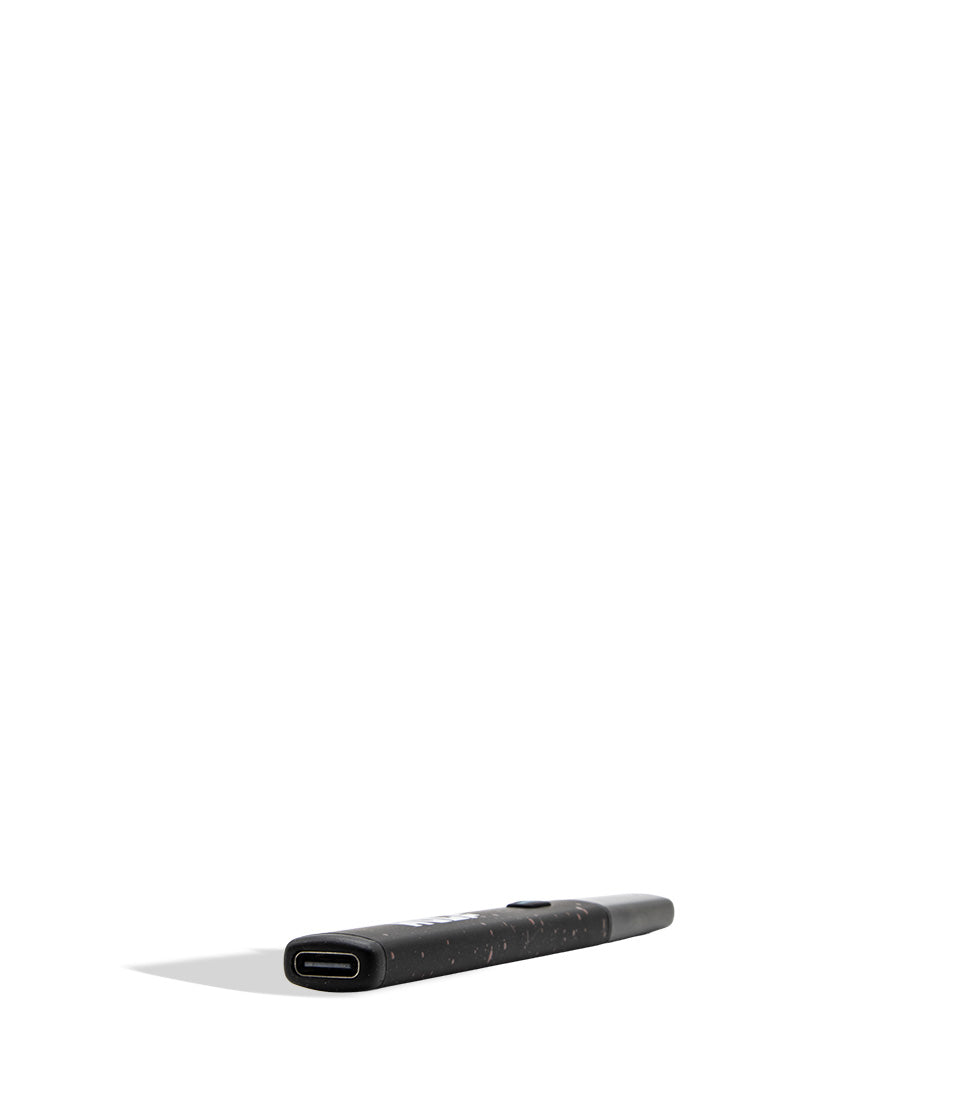 wulf slyce hot knife dab dool on white background laying horizontally on floor at an angled view exposing the bottom of the device's USB-C port on a white background