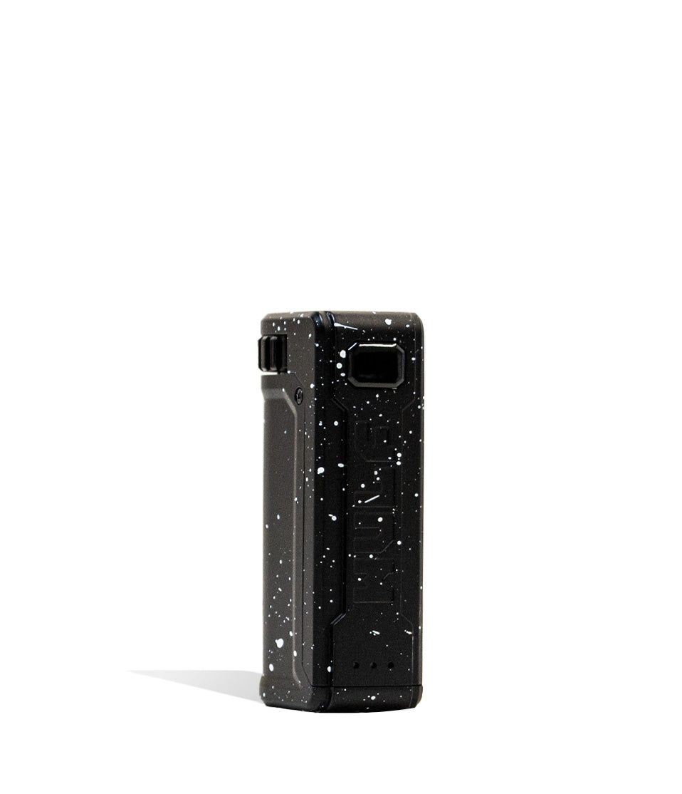 Black White Spatter Front View Wulf Mods UNI S Adjustable 510 Thread Battery on white background