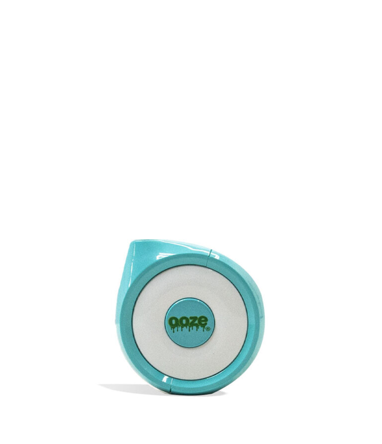 Aqua Teal Ooze Moves 510 Thread Battery and Wireless Speaker Front View on White Background