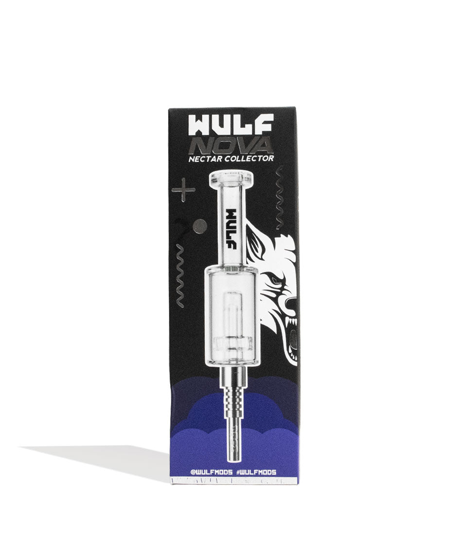 Clear Wulf Mods Nova Water Filtered Nectar Collector Packaging Front View on White Background