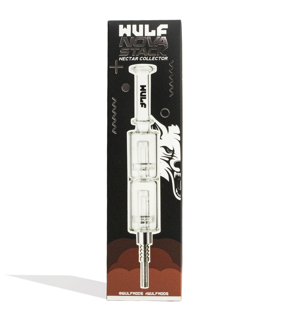 Clear Wulf Mods Nova Stack Water Filtered Nectar Collector Packaging Front View on White Background