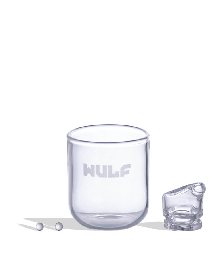 WULF Nest Puffco Proxy core attachment kit in white, with the glass cup, carb cap and dab tools