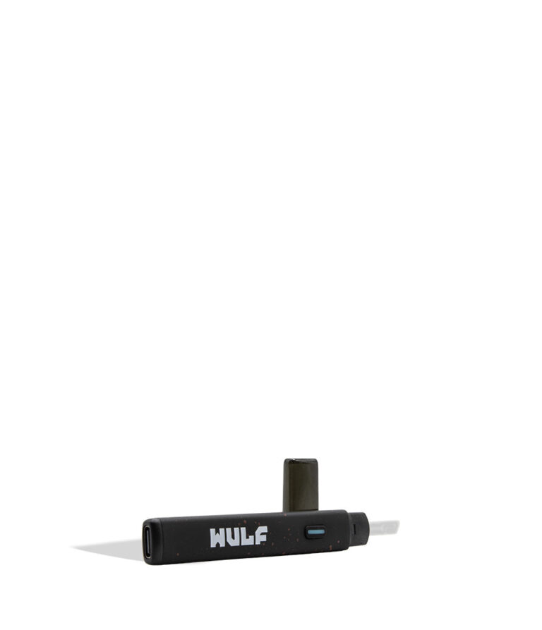 A black WULF electronic hot knife device with a USB-C port and a small blue button, shown on a plain white background with a soft shadow.