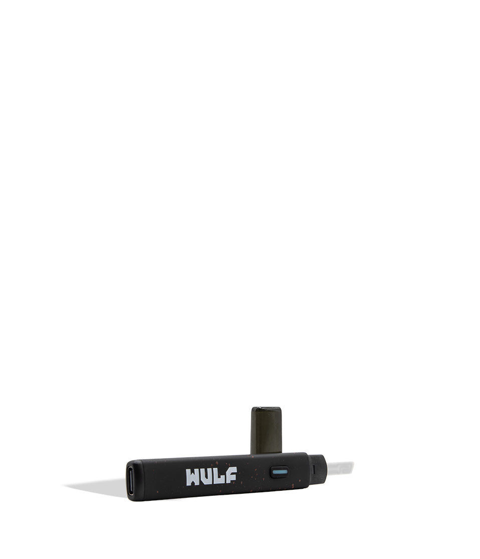 A black WULF electronic hot knife device with a USB-C port and a small blue button, shown on a plain white background with a soft shadow.