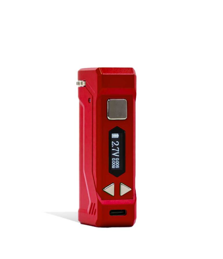 Red Side View Yocan UNI PRO 2 Adjustable 510 Thread Battery on white studio background