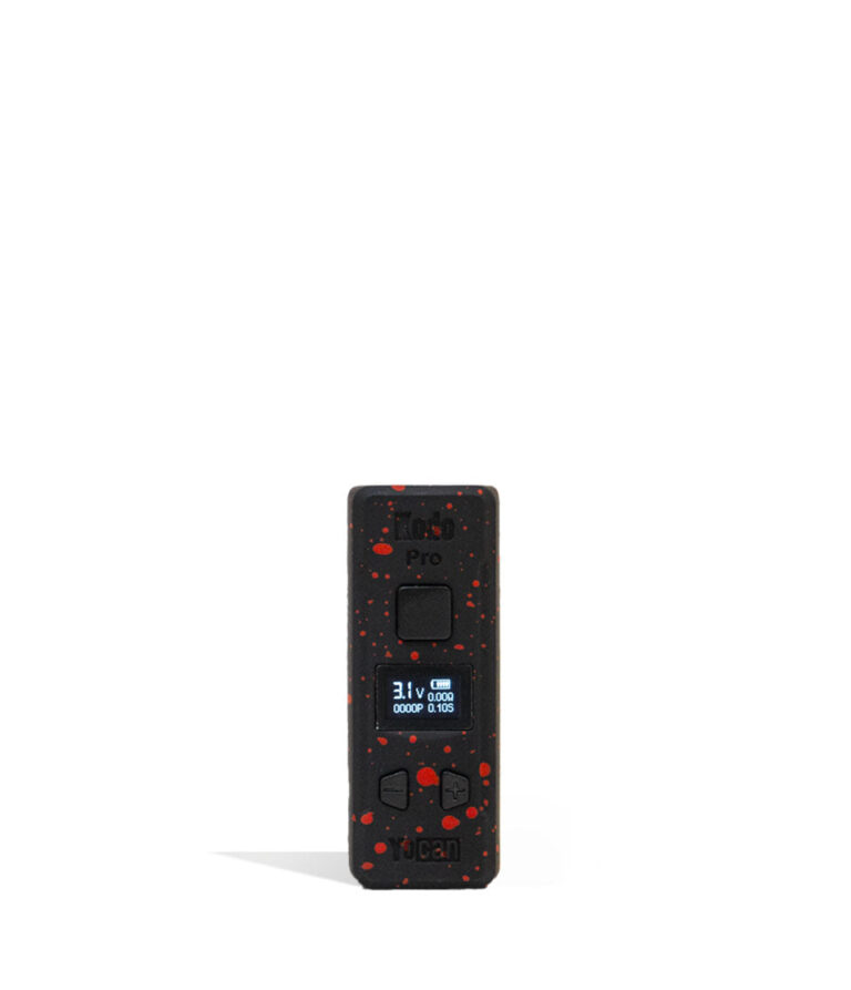 Black Red Spatter Wulf Mods KODO Pro 510 Thread Battery Front View on White Background