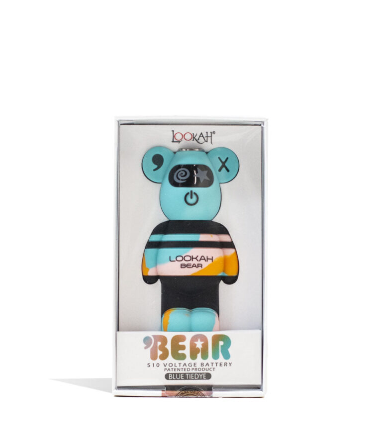Blue Tiedye Lookah Bear Limited Edition 510 Thread Battery Packaging Front View on White Background