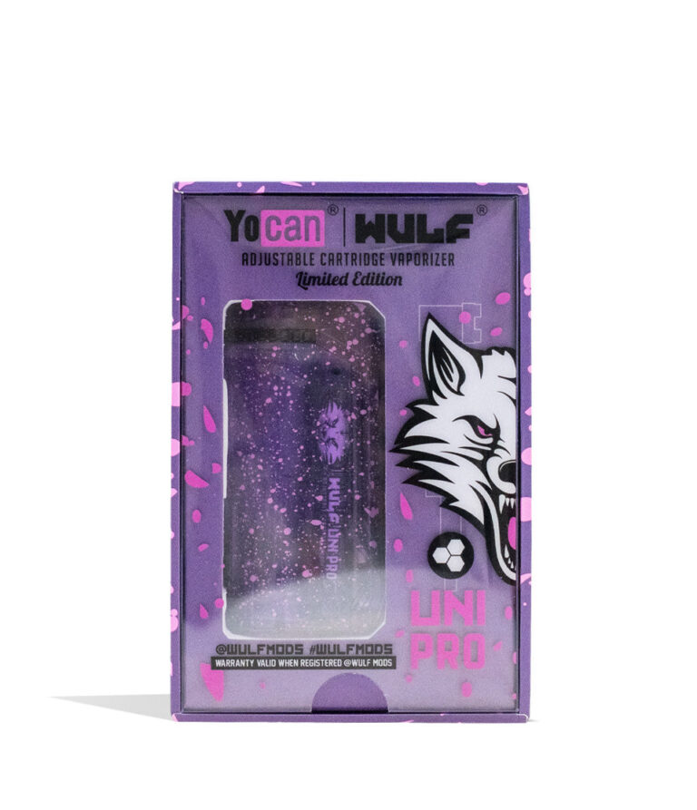 Amethyst Wulf Mods X-Ray Series Uni Pro 510 Thread Battery Packaging Front View on White Background