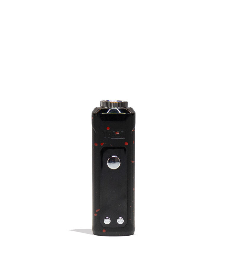 Black Red Spatter Wulf Mods Nestor Portable Concentrate Vaporizer Base Front View on White Background
