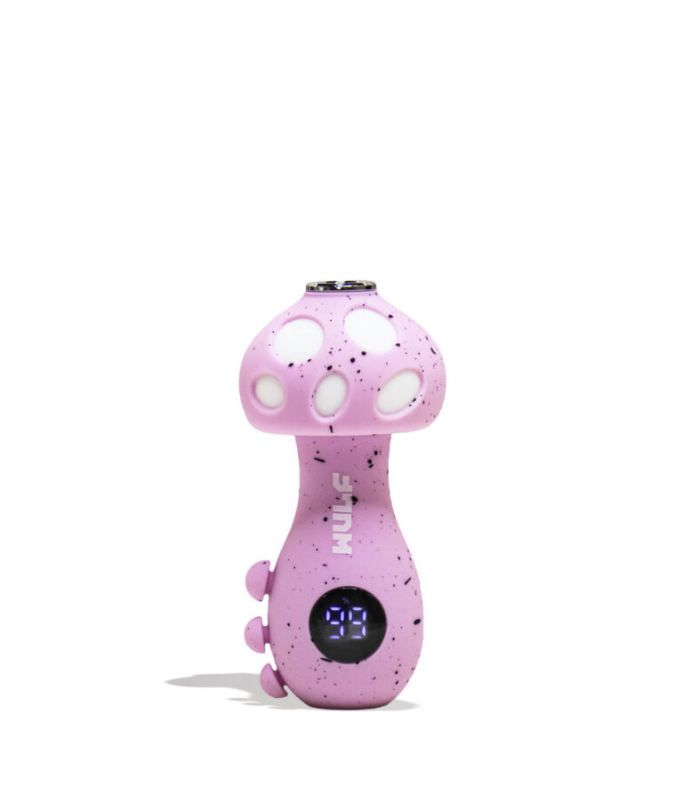 Pink Black Spatter Wulf Mods TRYP Mushroom Shaped Variable Voltage Battery Front View on White Background