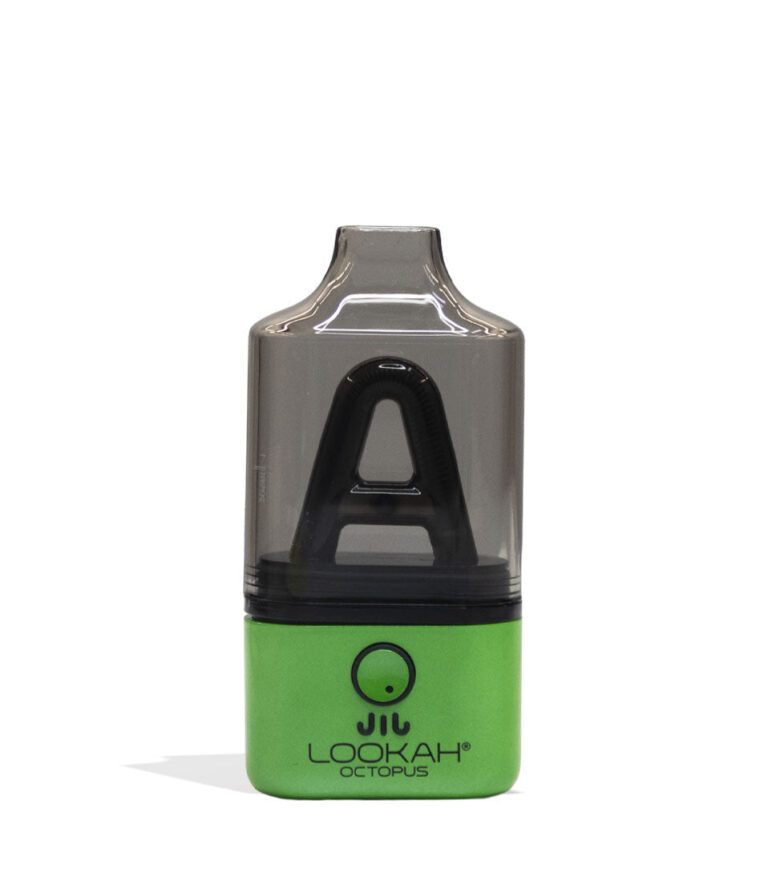 Green Lookah Octopus Dab Rig Vaporizer Front View on White Background