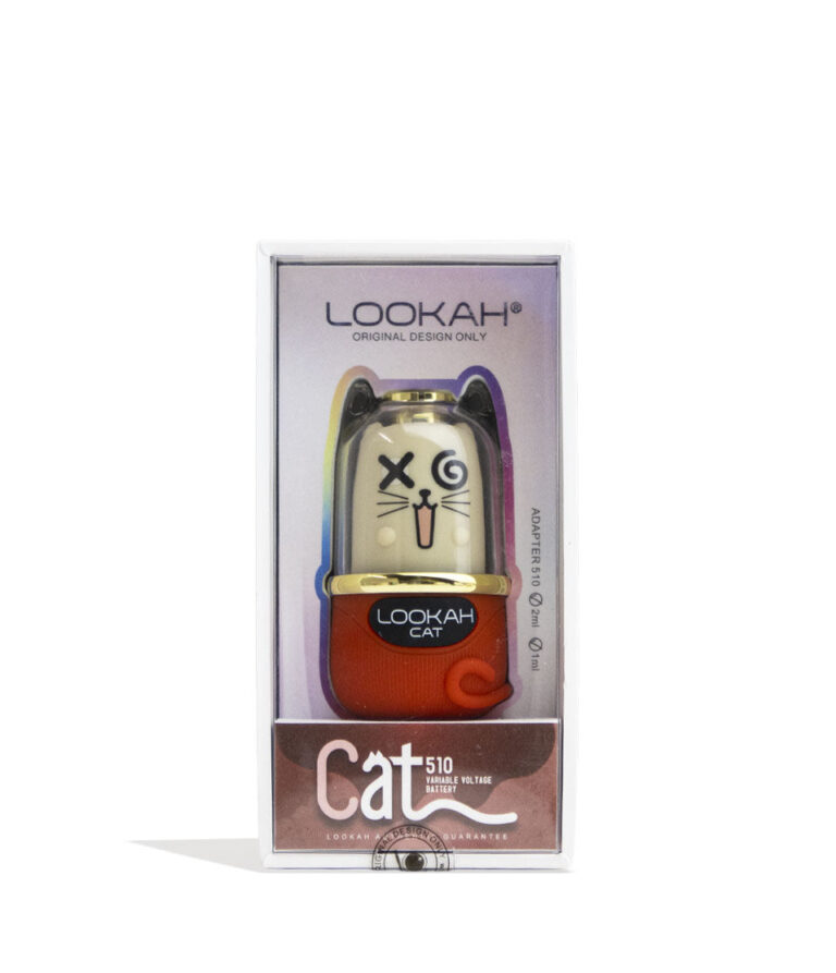 Red Lookah Cat 510 Variable Voltage Battery Packaging Front View on White Background