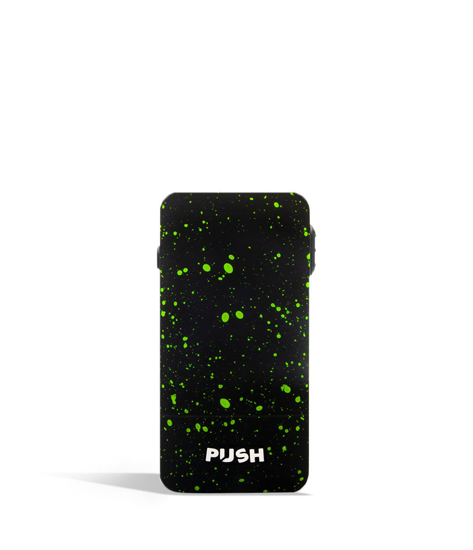 Black Green Spatter front Exxus Vape Push 510 Thread Battery on white background