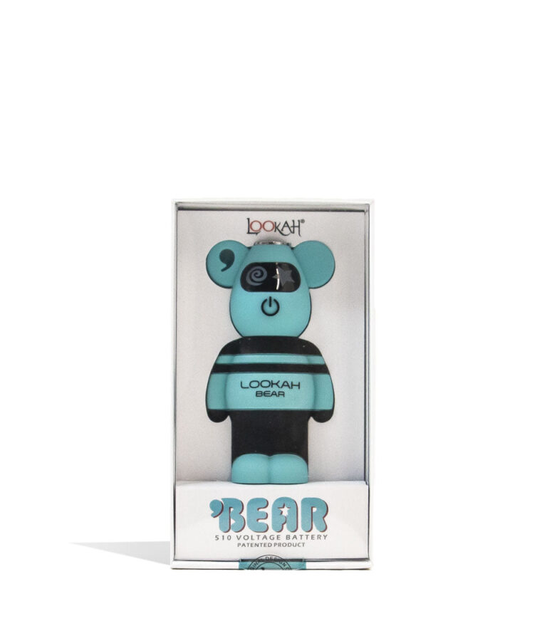 Cyan Lookah Bear 510 Thread Battery Packaging Front View on White Background