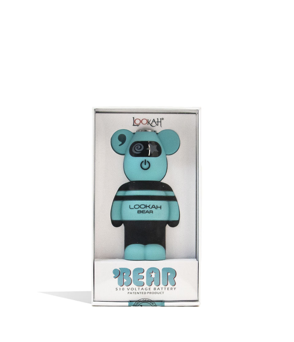 Cyan Lookah Bear 510 Thread Battery Packaging Front View on White Background