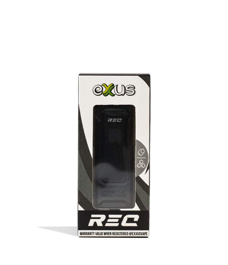 Black Exxus Vape REC 510 Thread Battery packaging on White Background