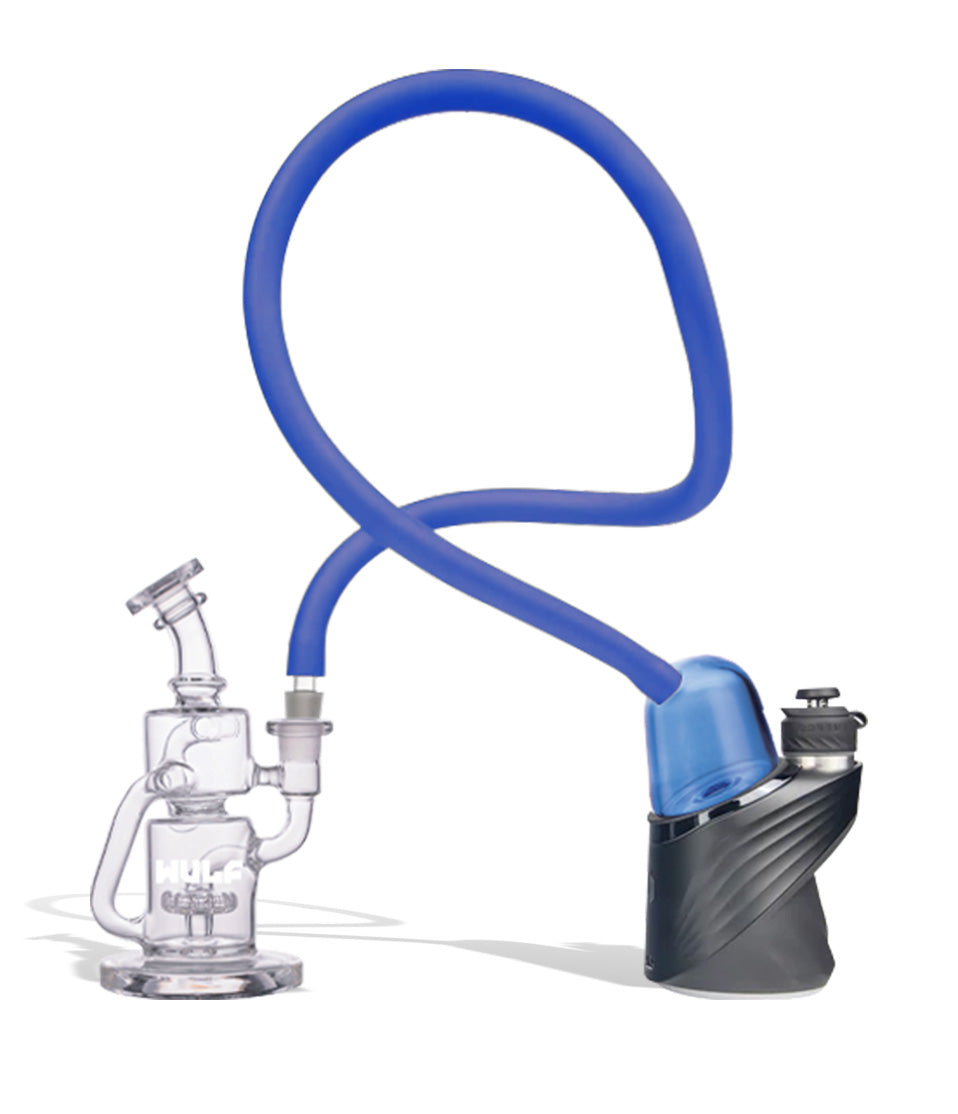 WULF Link in blue connecting a Puffco Peak to a glass recycler