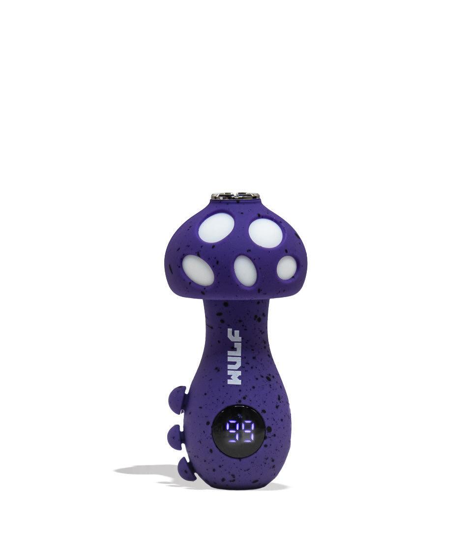 Purple Black Spatter Wulf Mods TRYP Mushroom Shaped Variable Voltage Battery Front View on White Background