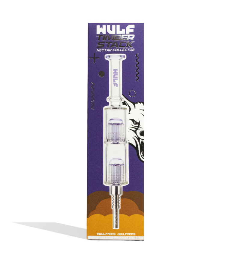 Purple Wulf Mods Timber Stack Water Filtered Nectar Collector Packaging Front View on White Background