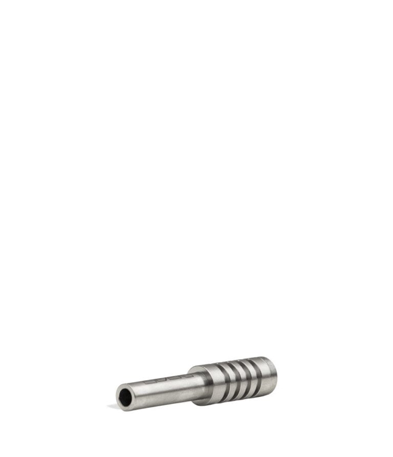 Titanium side view Wulf Glass Screw On Nectar Tips on white background